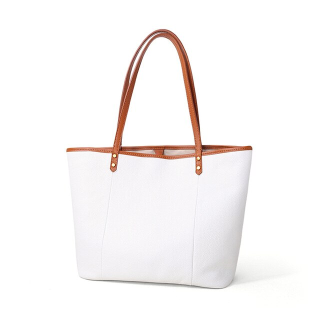1 variant nova bolsa feminina de luxo casual minimalista tote feminino cor branca moda bolsa senhora couro genuino ombro shopper saco